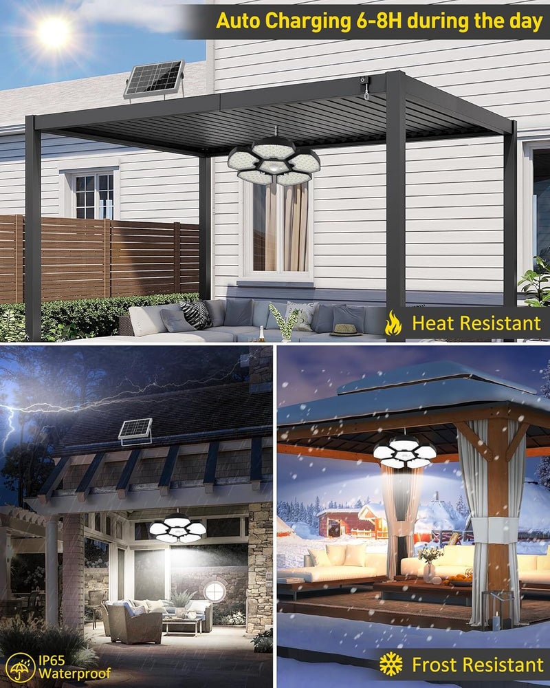 T-SUN Solar Shed Lights Indoor Outdoor Upgrade 5 and 1 Heads Solar Powered Motion Sensor Pandent Lights with 5 Modes Remote Control Security Lamp Waterproof for Garage Barn Gazebo Courtyard Balcony - Image 5